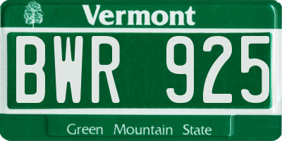 VT license plate BWR925