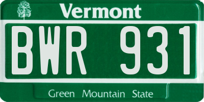 VT license plate BWR931