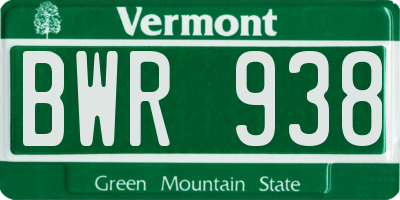 VT license plate BWR938