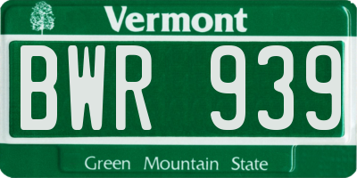 VT license plate BWR939