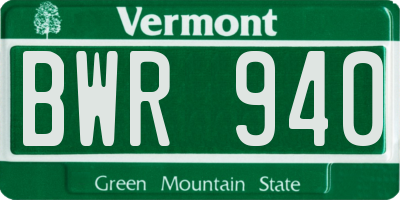 VT license plate BWR940