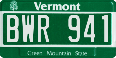 VT license plate BWR941