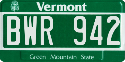 VT license plate BWR942