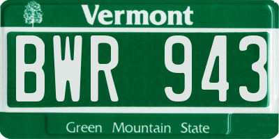 VT license plate BWR943