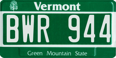 VT license plate BWR944