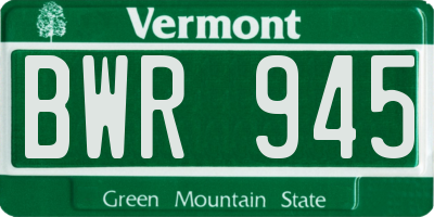 VT license plate BWR945
