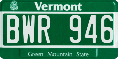 VT license plate BWR946