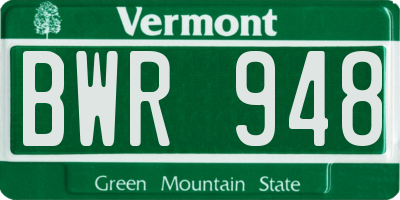 VT license plate BWR948