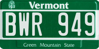 VT license plate BWR949
