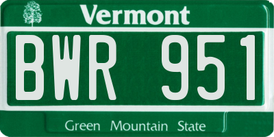 VT license plate BWR951