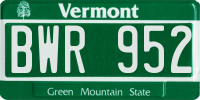 VT license plate BWR952