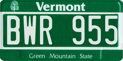 VT license plate BWR955