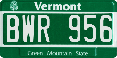 VT license plate BWR956