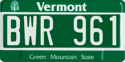 VT license plate BWR961