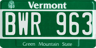 VT license plate BWR963