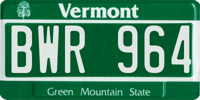 VT license plate BWR964