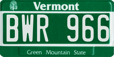 VT license plate BWR966