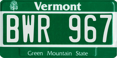 VT license plate BWR967