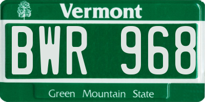 VT license plate BWR968