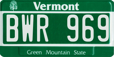VT license plate BWR969