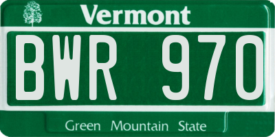 VT license plate BWR970