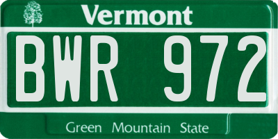 VT license plate BWR972