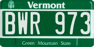VT license plate BWR973