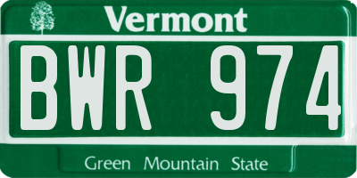 VT license plate BWR974