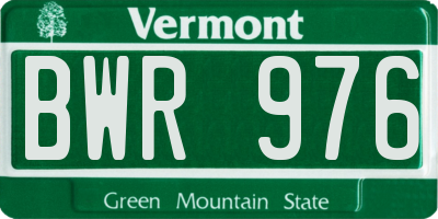 VT license plate BWR976