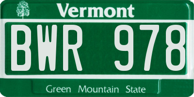 VT license plate BWR978