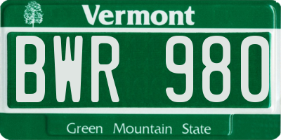 VT license plate BWR980