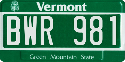 VT license plate BWR981