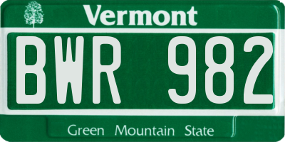 VT license plate BWR982