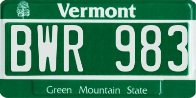 VT license plate BWR983