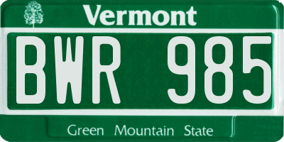 VT license plate BWR985