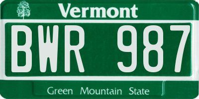 VT license plate BWR987