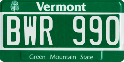 VT license plate BWR990