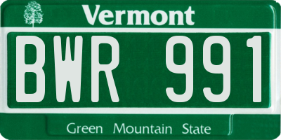 VT license plate BWR991