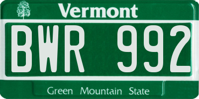 VT license plate BWR992