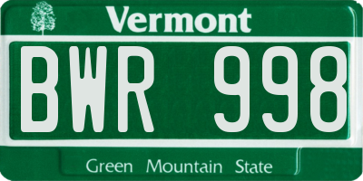 VT license plate BWR998