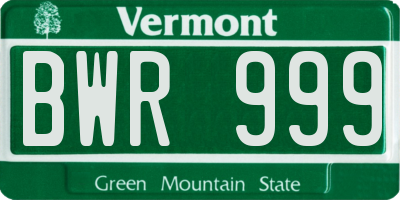 VT license plate BWR999