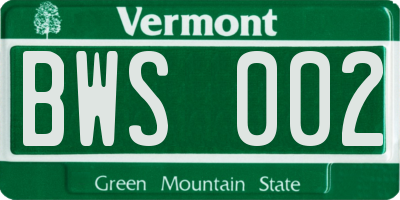 VT license plate BWS002