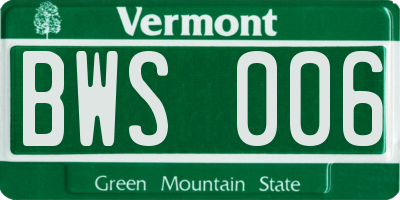 VT license plate BWS006