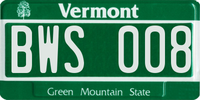 VT license plate BWS008