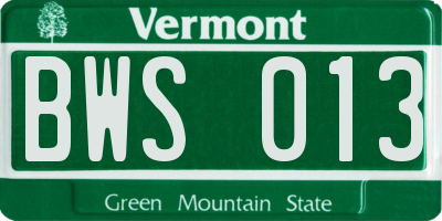VT license plate BWS013
