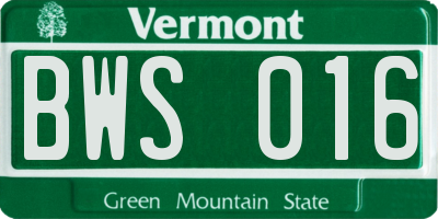 VT license plate BWS016