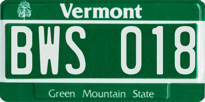 VT license plate BWS018