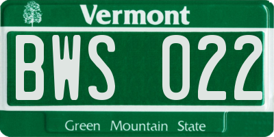 VT license plate BWS022