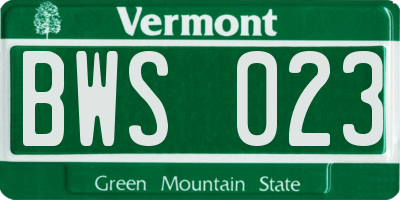 VT license plate BWS023