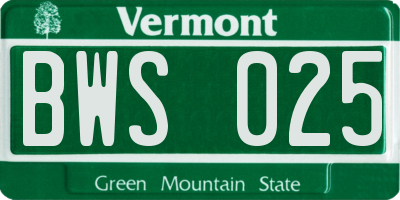 VT license plate BWS025
